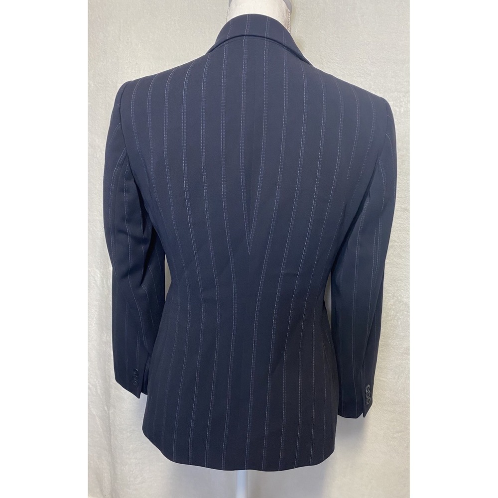 Liz Claiborne Women's Navy Blue Striped Lined Petite Blazer Jacket Size 4P - Picture 4 of 9